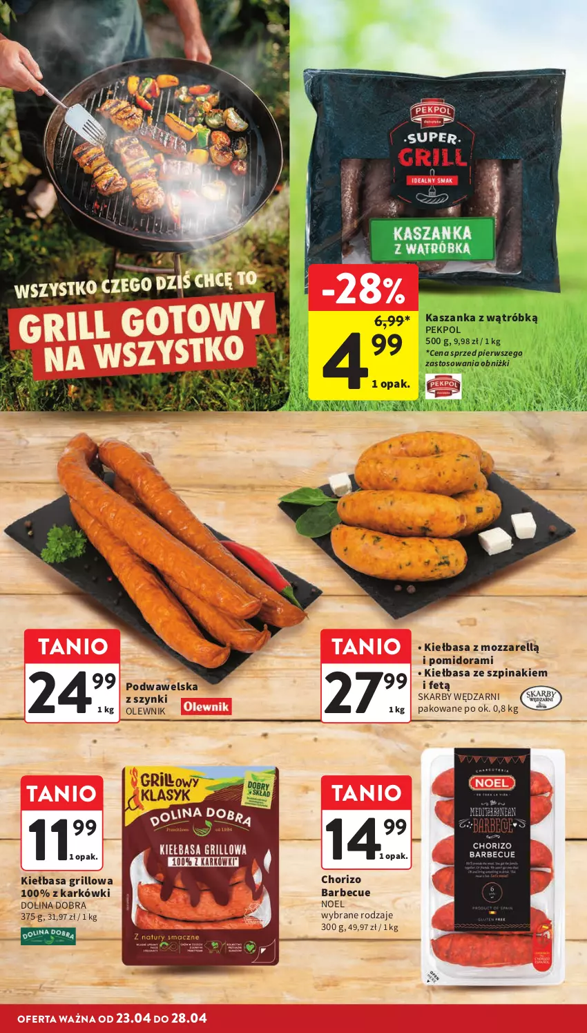 Gazetka promocyjna Intermarche - Gazetka Intermarche - ważna 23.04 do 28.04.2026 - strona 6 - produkty: Grill, Kasza, Kaszanka, Kiełbasa, Olewnik, Pekpol, Szpinak, Wawel