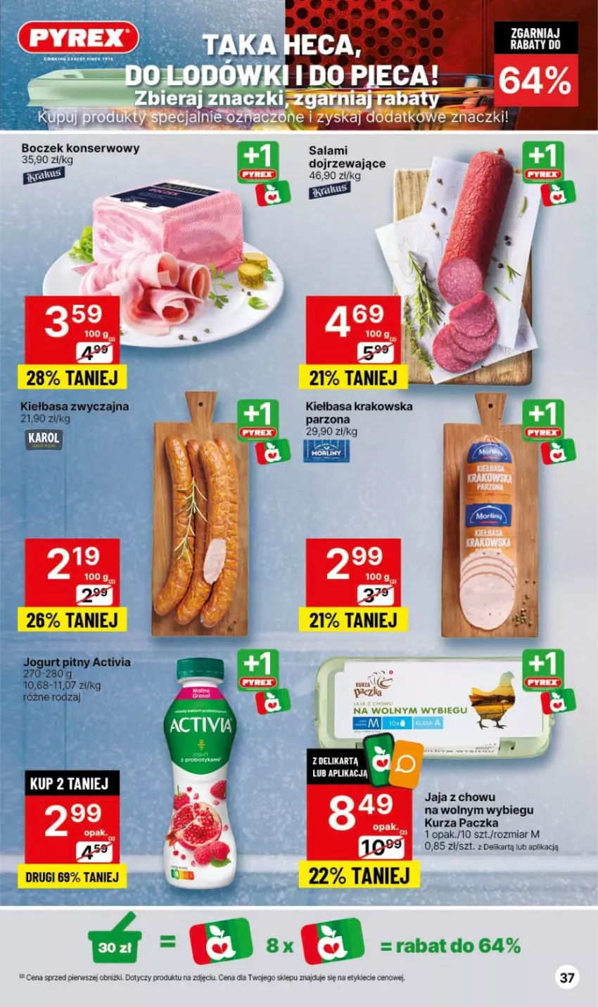 Gazetka promocyjna Delikatesy Centrum - Gazetka DC49 czw-śr - ważna 14.12 do 26.12.2023 - strona 37 - produkty: Activia, Boczek, Jaja, Jogurt, Jogurt pitny, Kiełbasa, Kiełbasa krakowska, Salami, Ser