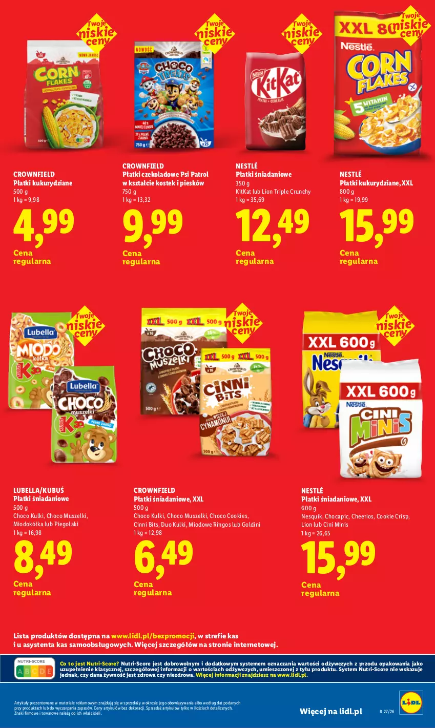 Gazetka promocyjna Lidl - Rewolucja cenowa! - ważna 21.08 do 30.09.2026 - strona 17 - produkty: Bell, Bella, Cheerios, Cini Minis, Danio, Kubuś, Lion, Lubella, Mus, Nesquik, Nestlé, Psi Patrol, Stek