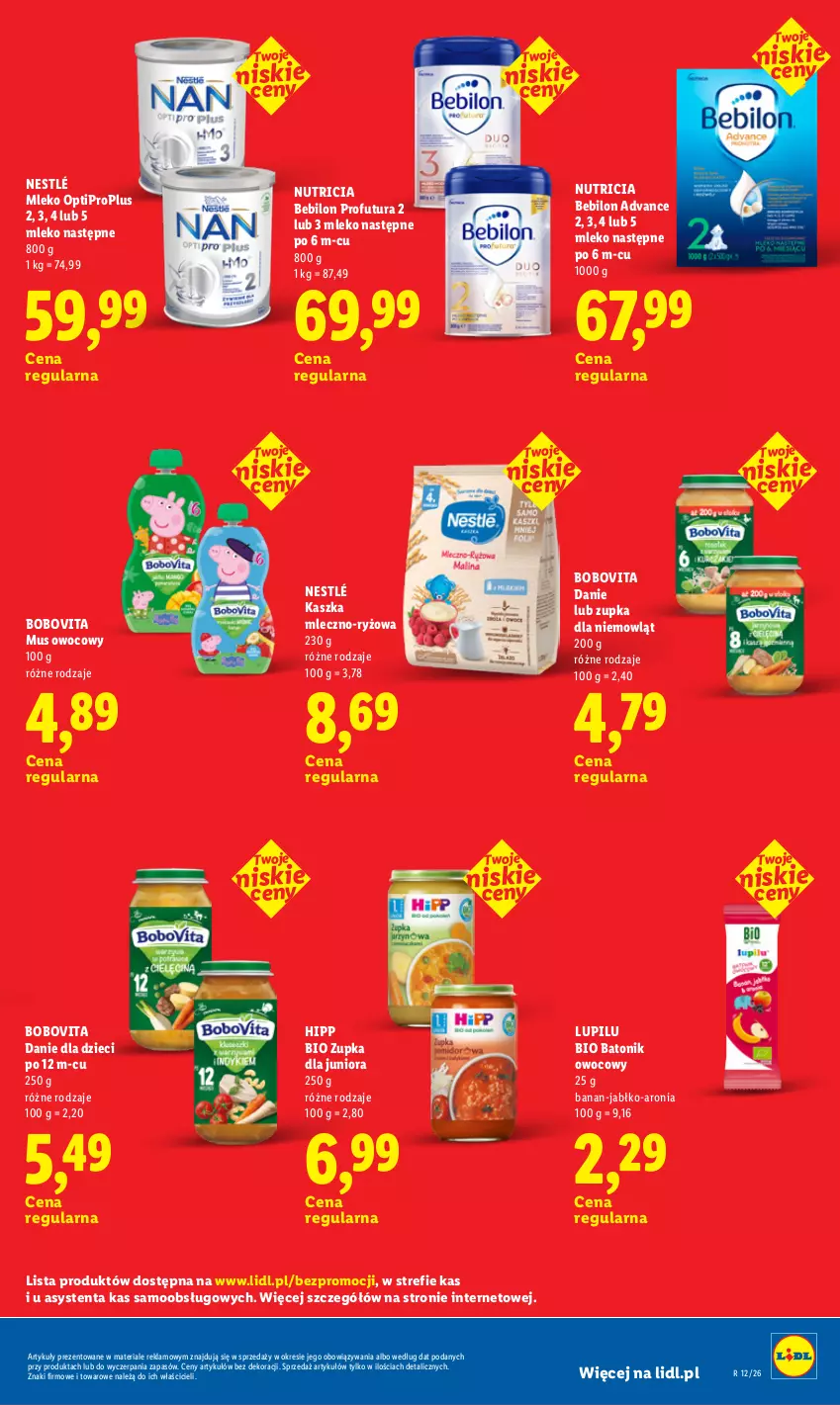 Gazetka promocyjna Lidl - Rewolucja cenowa! - ważna 21.08 do 30.09.2026 - strona 31 - produkty: Aronia, Baton, BEBILON, Bio Batonik, BoboVita, Danie dla dzieci, Dzieci, HiPP, Hipp Bio, Mleko, Mus, Nestlé, O nas, Ryż, Tonik