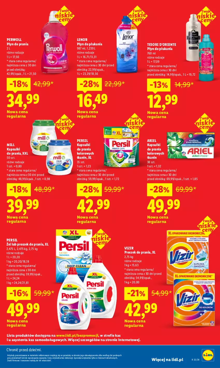 Gazetka promocyjna Lidl - Rewolucja cenowa! - ważna 21.08 do 30.09.2026 - strona 9 - produkty: Ariel, Kapsułki do prania, Lenor, Persil, Perwoll, Płyn do płukania, Płyn do prania, Proszek do prania, Vizir