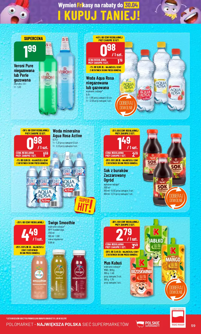 Gazetka promocyjna PoloMarket - Gazetka pomocyjna - ważna 17.04 do 23.04.2024 - strona 59 - produkty: HP, Kubuś, Mus, Ogród, Pur, Smoothie, Sok, Woda, Woda mineralna