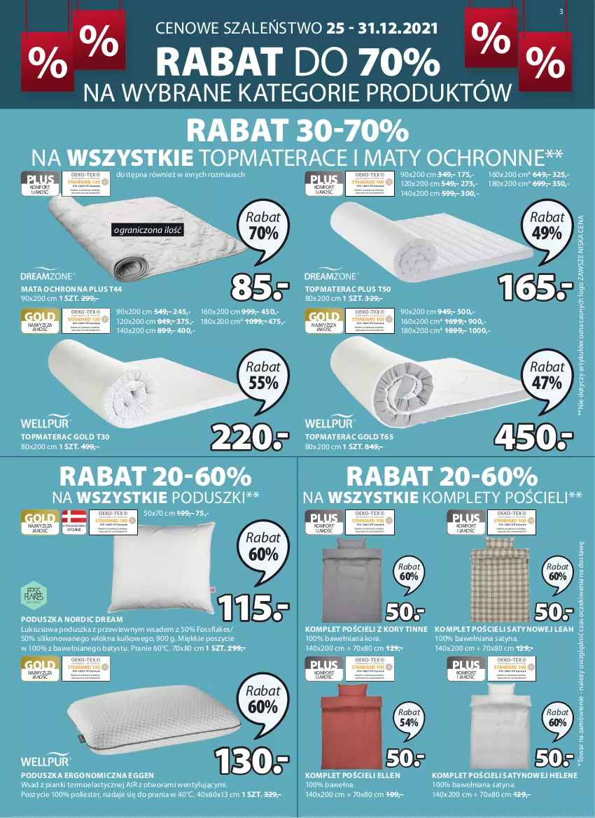 Gazetka promocyjna Jysk - Oferta tygodnia - ważna 25.12.2021 do 09.01.2022 - strona 4 - produkty: Gra, Komplet pościeli, Mata ochronna, Materac, Poduszka, Pościel, Szal, Tera, Top, Wełna