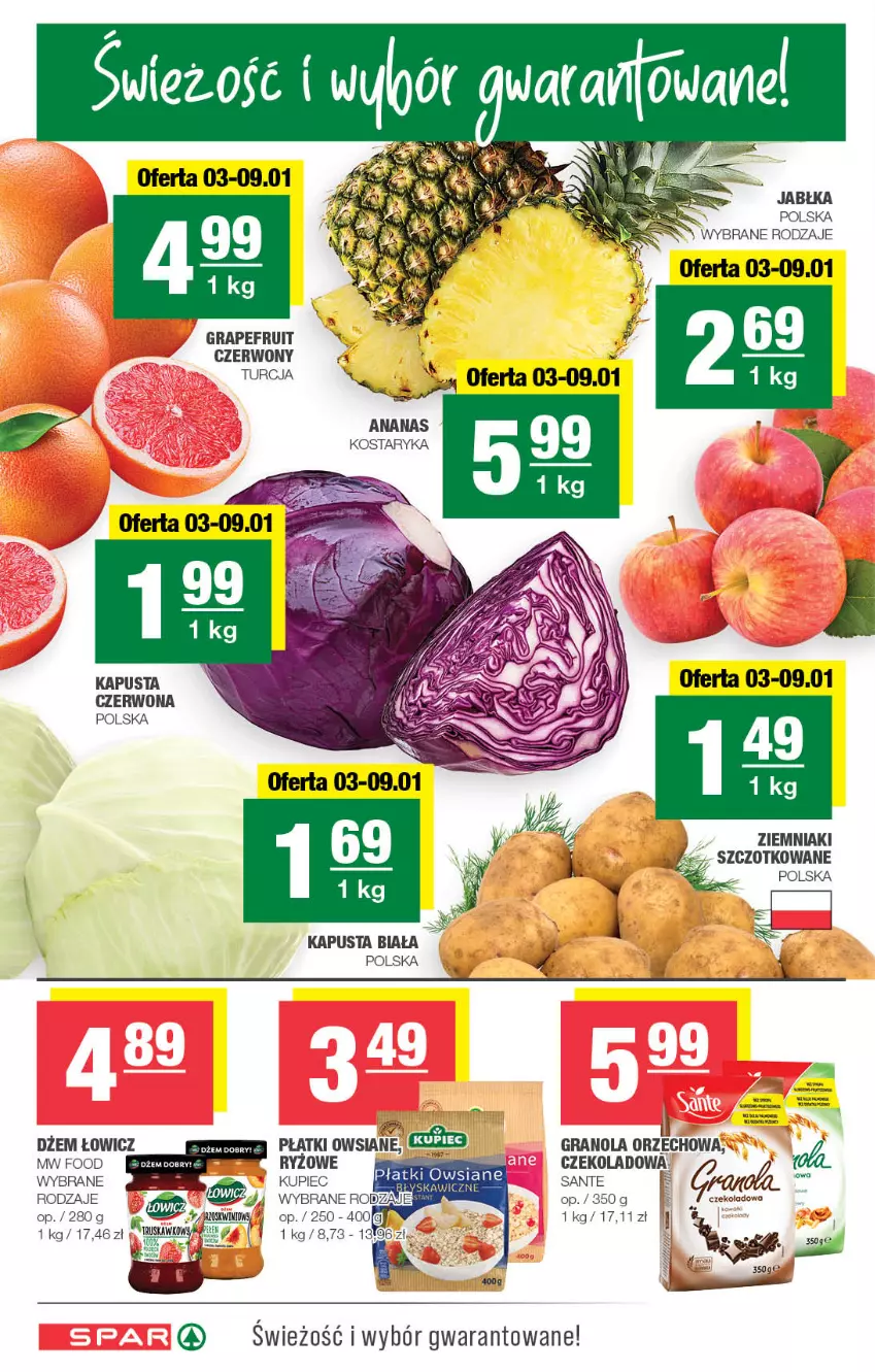 Gazetka promocyjna Spar - Spar - ważna 01.01 do 11.01.2024 - strona 2 - produkty: Ananas, Dżem, Gra, Granola, Kupiec, Piec, Płatki owsiane, Ryż, Sante, Ziemniaki