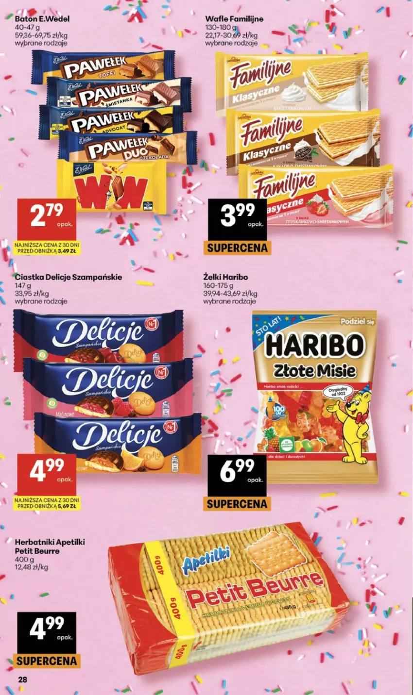 Gazetka promocyjna Delikatesy Centrum - Franczyza DC18 Czwartek - ważna 30.04 do 06.05.2026 - strona 28 - produkty: Baton, Ciastka, Delicje, Fa, Haribo, Herbatniki, Wafle