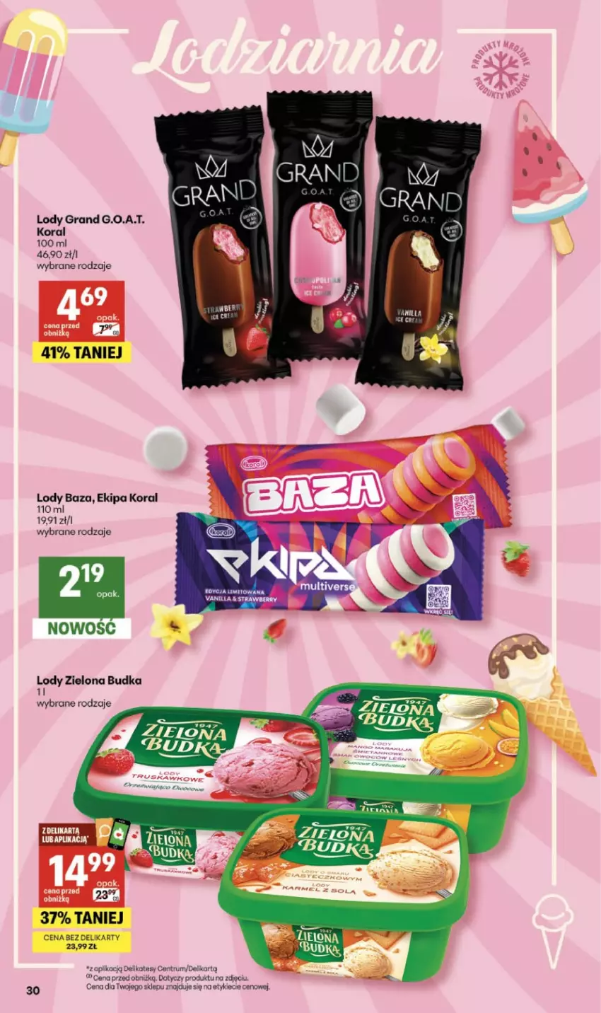 Gazetka promocyjna Delikatesy Centrum - Franczyza DC18 Czwartek - ważna 30.04 do 06.05.2026 - strona 30 - produkty: Gra, Koc, Lody, Rum, Sos, Zielona Budka
