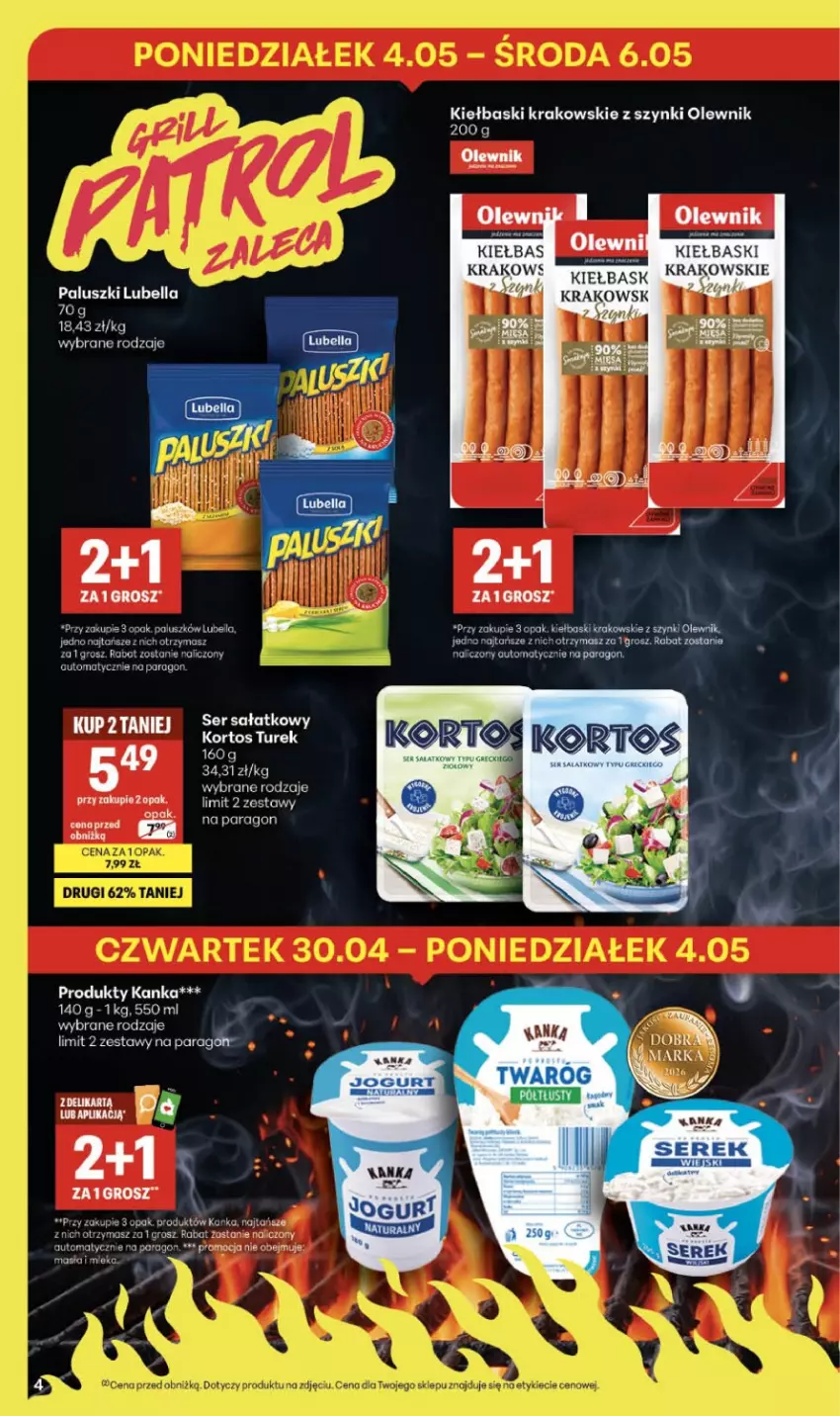 Gazetka promocyjna Delikatesy Centrum - Franczyza DC18 Czwartek - ważna 30.04 do 06.05.2026 - strona 4 - produkty: Bell, Bella, Lubella, Olewnik, Sałat, Ser