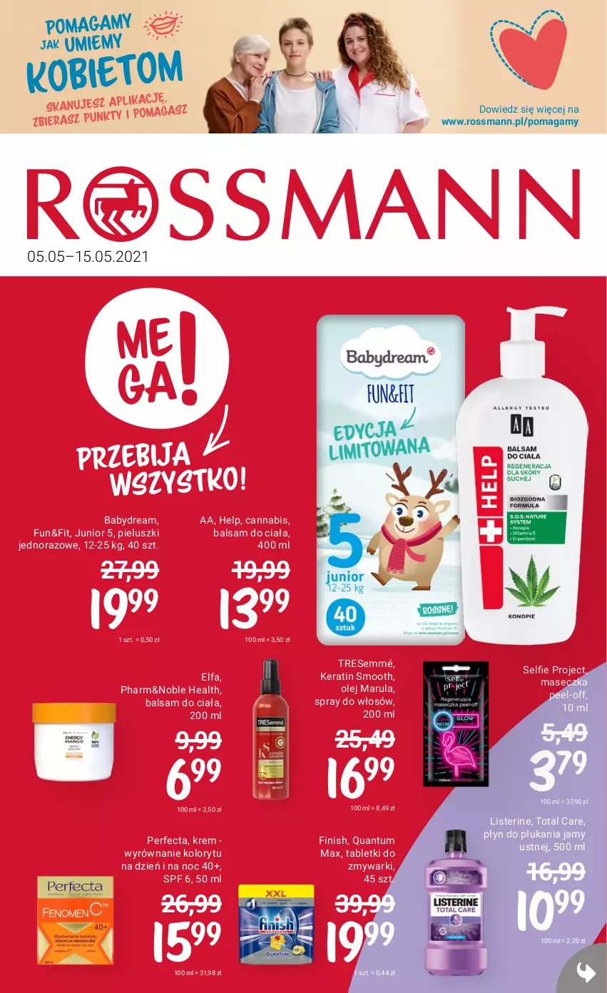 Gazetka promocyjna Rossmann - Maj - ważna 05.05 do 15.05.2021 - strona 1 - produkty: Babydream, Balsam do ciała, Fa, Finish, Listerine, Olej, Perfecta, Płyn do płukania, Płyn do płukania jamy ustnej, Tablet, Tabletki do zmywarki, Zmywarki