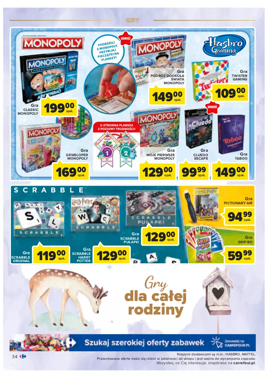 Gazetka promocyjna Carrefour - Gazetka Zabawki - ważna 02.11 do 26.11.2022 - strona 34 - produkty: Gin, Gra, Gry, Harry Potter, Hasbro, Mattel, Monopoly, Scrabble, Taboo