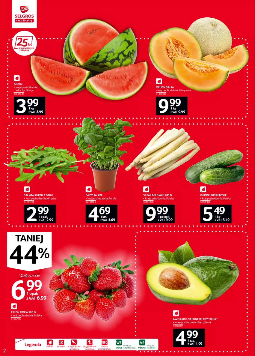 Gazetka promocyjna Selgros - Oferta spożywcza - ważna 02.06 do 14.06.2022 - strona 2 - produkty: Arbuz, Bazyl, Bazylia, Grunt, Melon, Rukola, Sałat, Sok