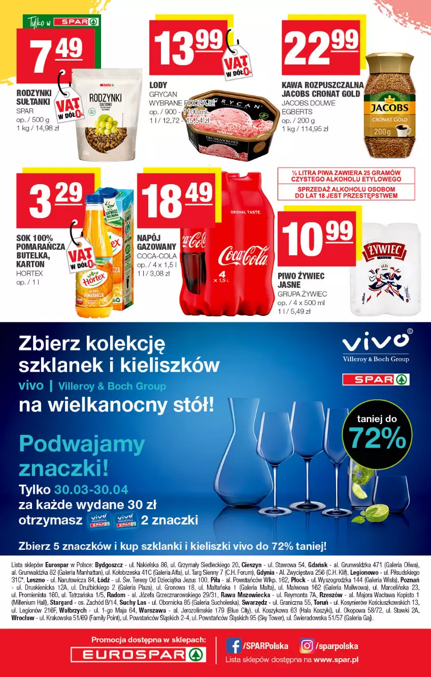 Gazetka promocyjna Spar - EuroSpar - ważna 11.04 do 21.04.2022 - strona 4 - produkty: BIC, Coca-Cola, Dzieci, Fa, Gra, Gry, Hortex, Jacobs, Kawa, Kawa rozpuszczalna, Kosz, Lanki, Lody, Napój, Piwo, Rodzynki, Rum, Sok, Stół