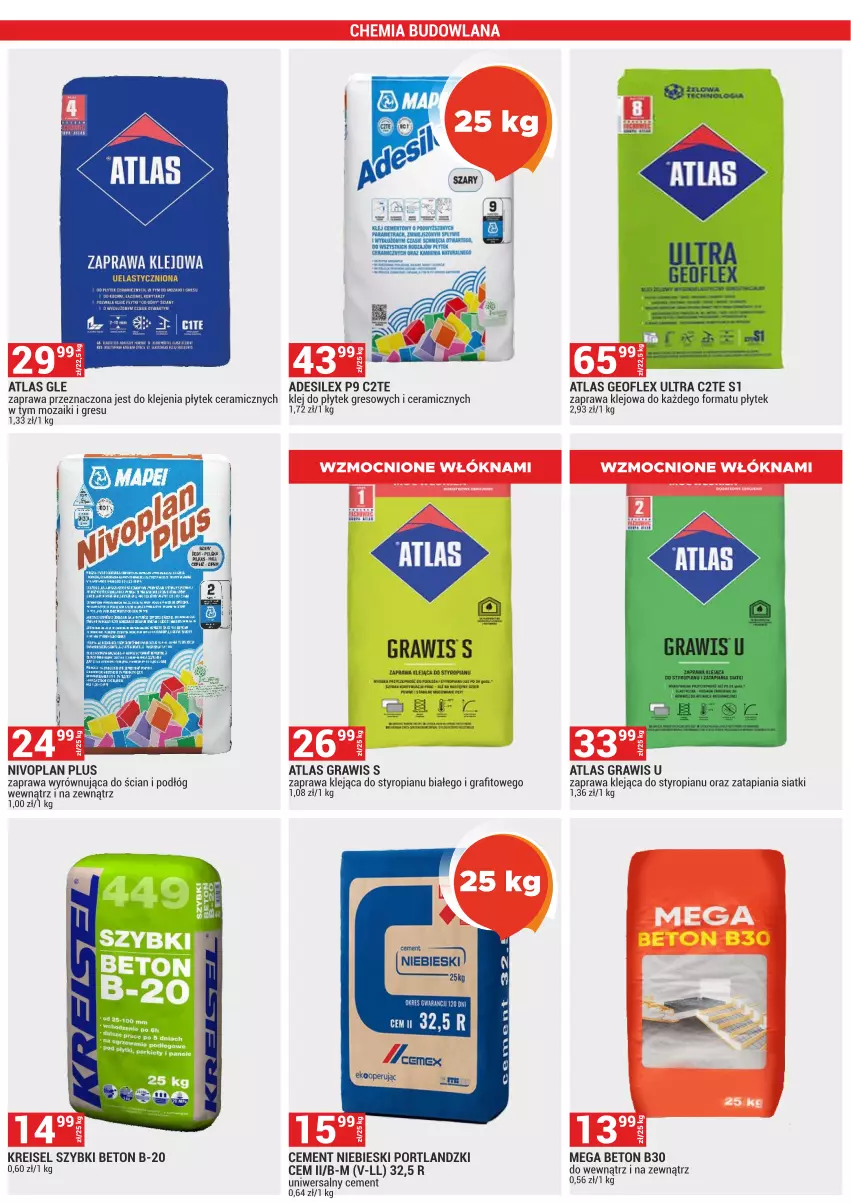 Gazetka promocyjna Merkury Market - ważna 01.04 do 30.04.2025 - strona 30 - produkty: Cement, Geoflex, Gra, Gres, Klej, LANA, Por, Rama, Zaprawa klejowa