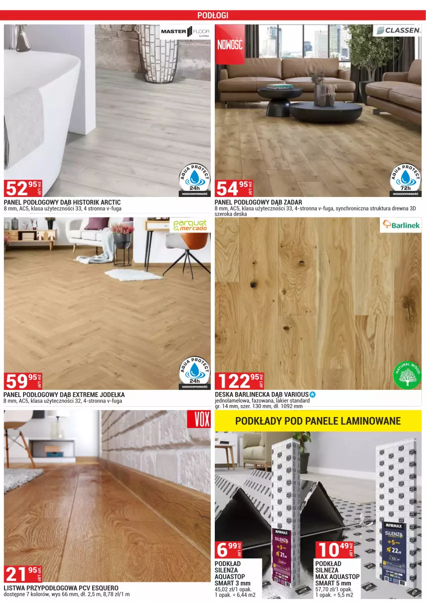 Gazetka promocyjna Merkury Market - ważna 01.04 do 30.04.2025 - strona 46 - produkty: Deska barlinecka, Fa, Lakier, Listwa, Listwa przypodłogowa, Panel podłogowy, Podkład, Top
