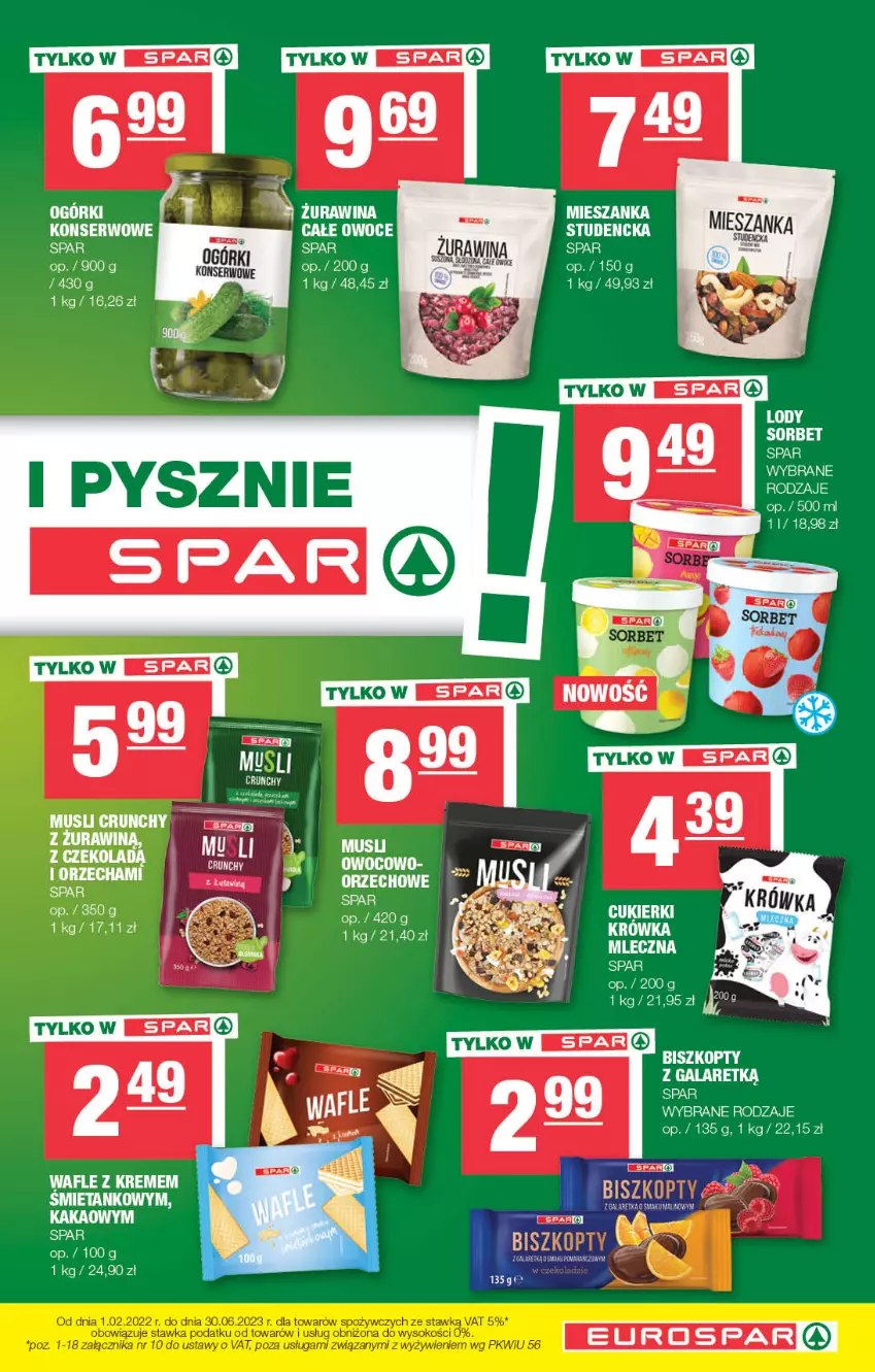 Gazetka promocyjna Spar - EuroSpar - ważna 14.05 do 24.05.2023 - strona 15 - produkty: Biszkopty, Cukier, Cukierki, Kakao, LG, Lody, Mus, Owoce, Ser, Wafle