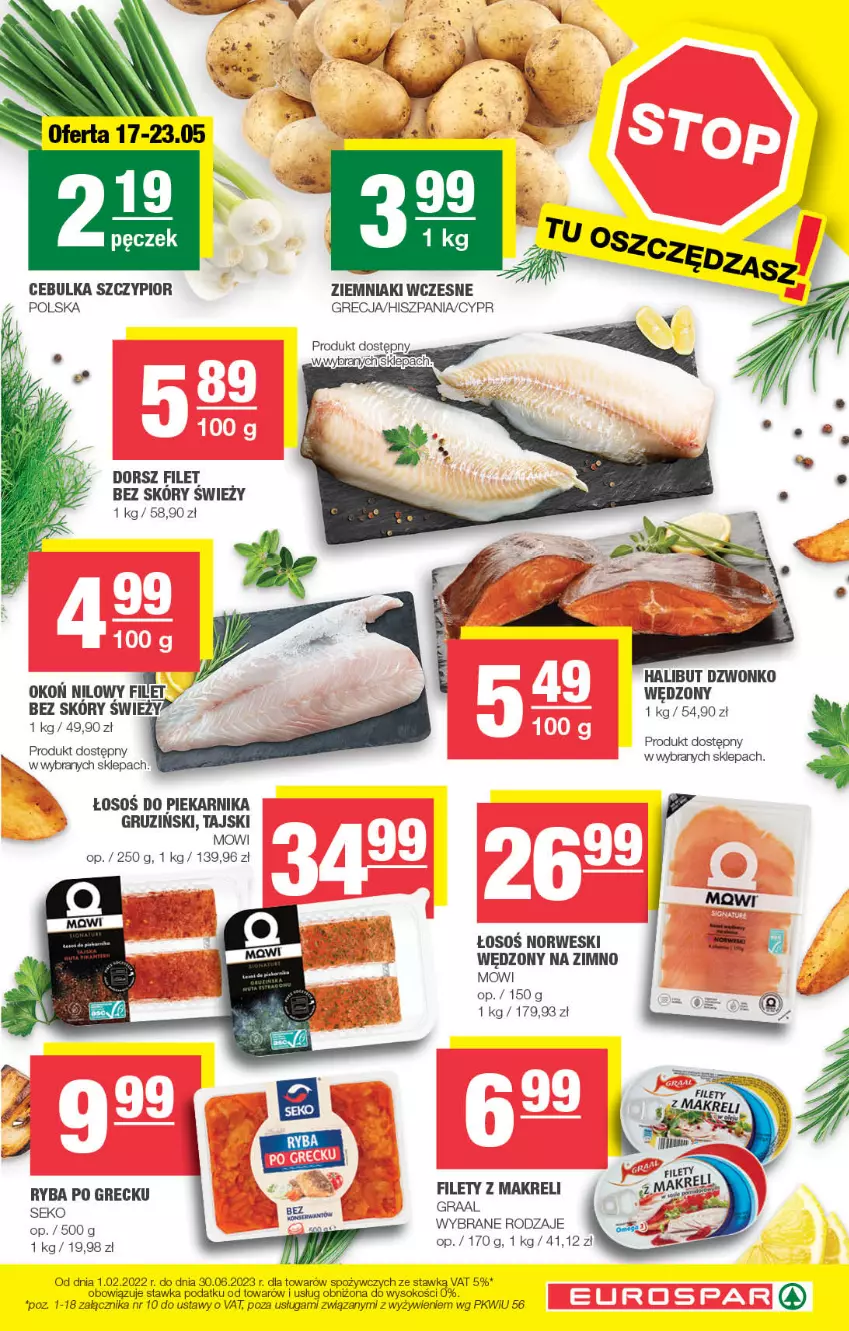 Gazetka promocyjna Spar - EuroSpar - ważna 14.05 do 24.05.2023 - strona 3 - produkty: Dorsz, Halibut, Piekarnik, Ryba, Ryba po grecku, SEKO, Sok, Ziemniaki