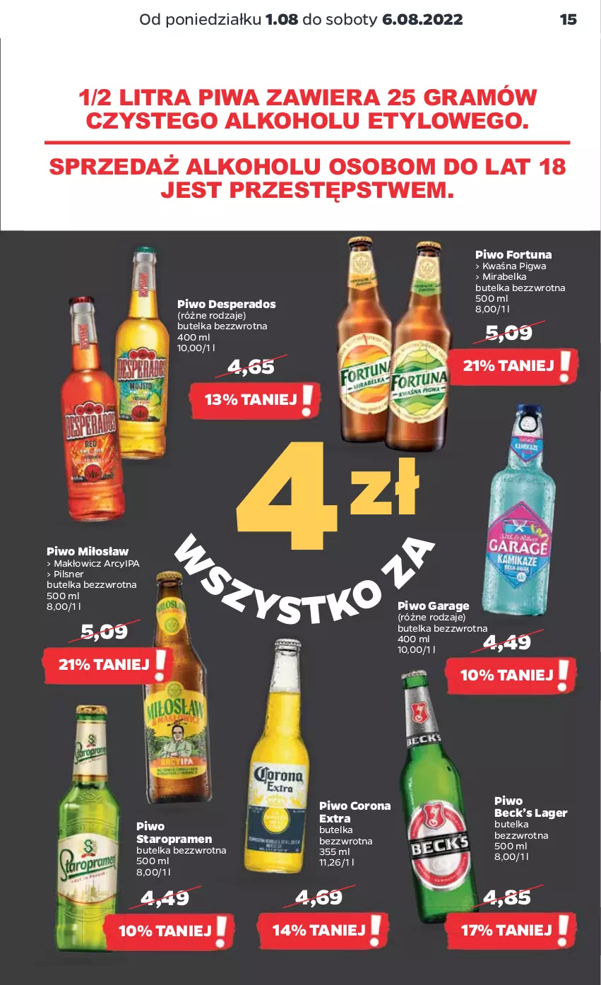 Gazetka promocyjna Netto - Artykuły spożywcze - ważna 01.08 do 06.08.2022 - strona 15 - produkty: Corona Extra, Desperados, Fortuna, Gra, Piwa, Piwo