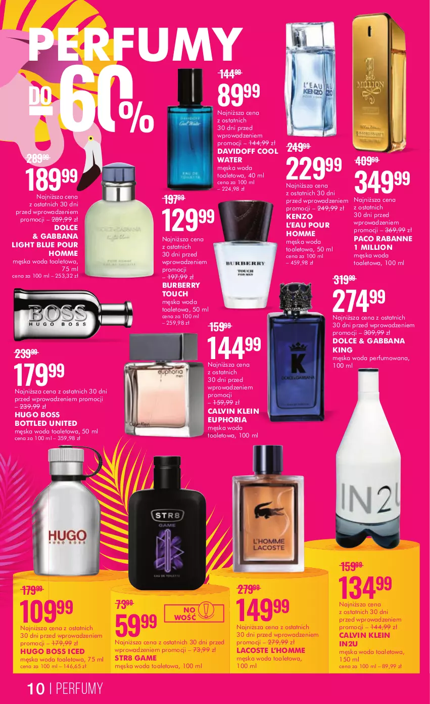 Gazetka promocyjna Super Pharm - Gazetka - ważna 15.06 do 28.06.2023 - strona 10 - produkty: Burberry, Calvin Klein, Davidoff, Hugo Boss, Kenzo, Lacoste, Lion, Paco Rabanne, Perfum, Str8, Woda, Woda perfumowana, Woda toaletowa