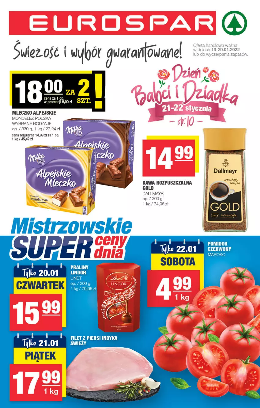 Gazetka promocyjna Spar - EuroSpar - ważna 16.01 do 26.01.2022 - strona 1 - produkty: Dallmayr, Kawa, Kawa rozpuszczalna, LG, Mleczko, Rama