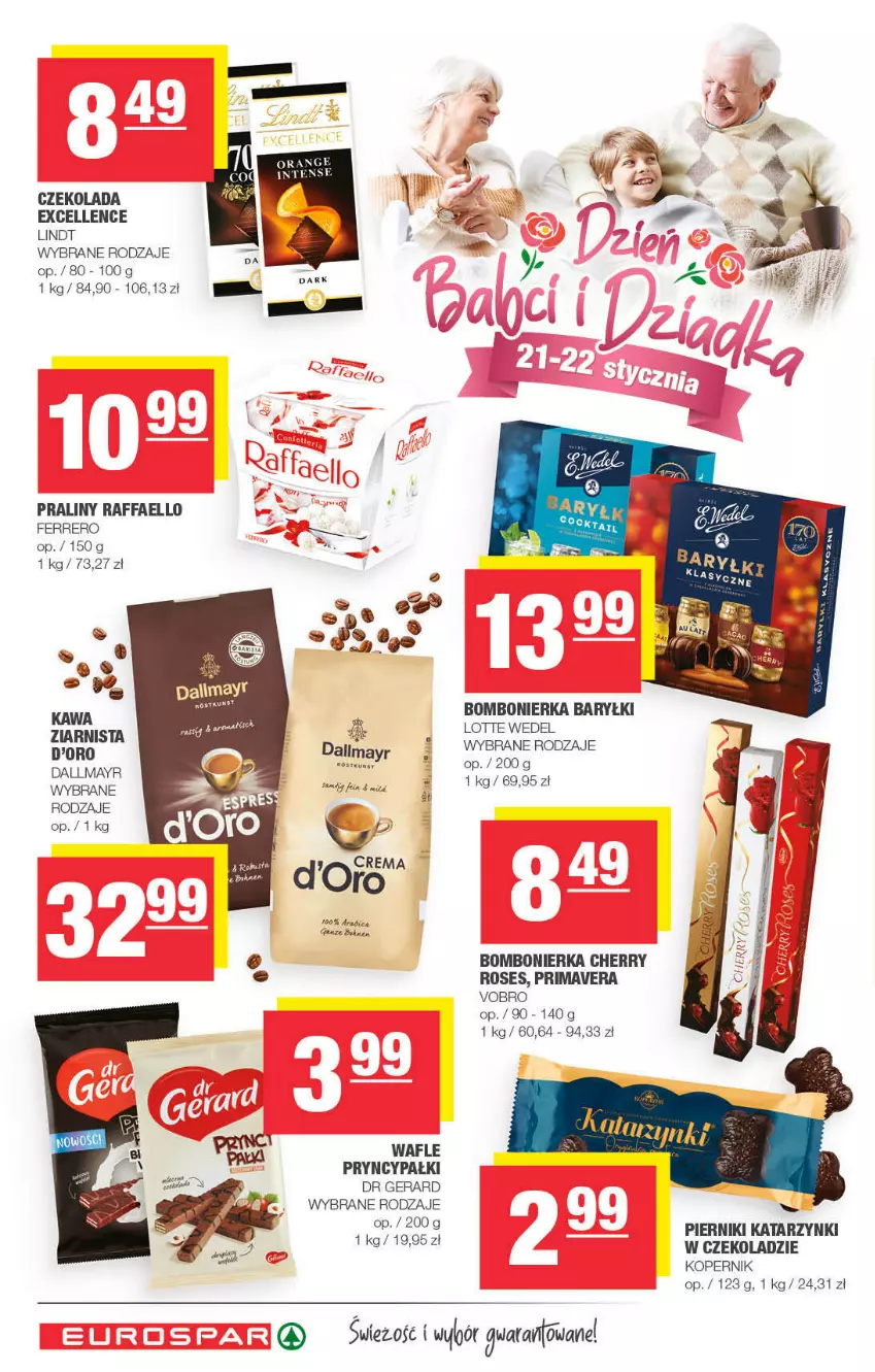 Gazetka promocyjna Spar - EuroSpar - ważna 16.01 do 26.01.2022 - strona 10 - produkty: Baryłki, Czekolada, Dallmayr, Dr Gerard, Fa, Ferrero, Kawa, Lindt, Piernik, Praliny, Prima, Primavera, Raffaello, Wafle