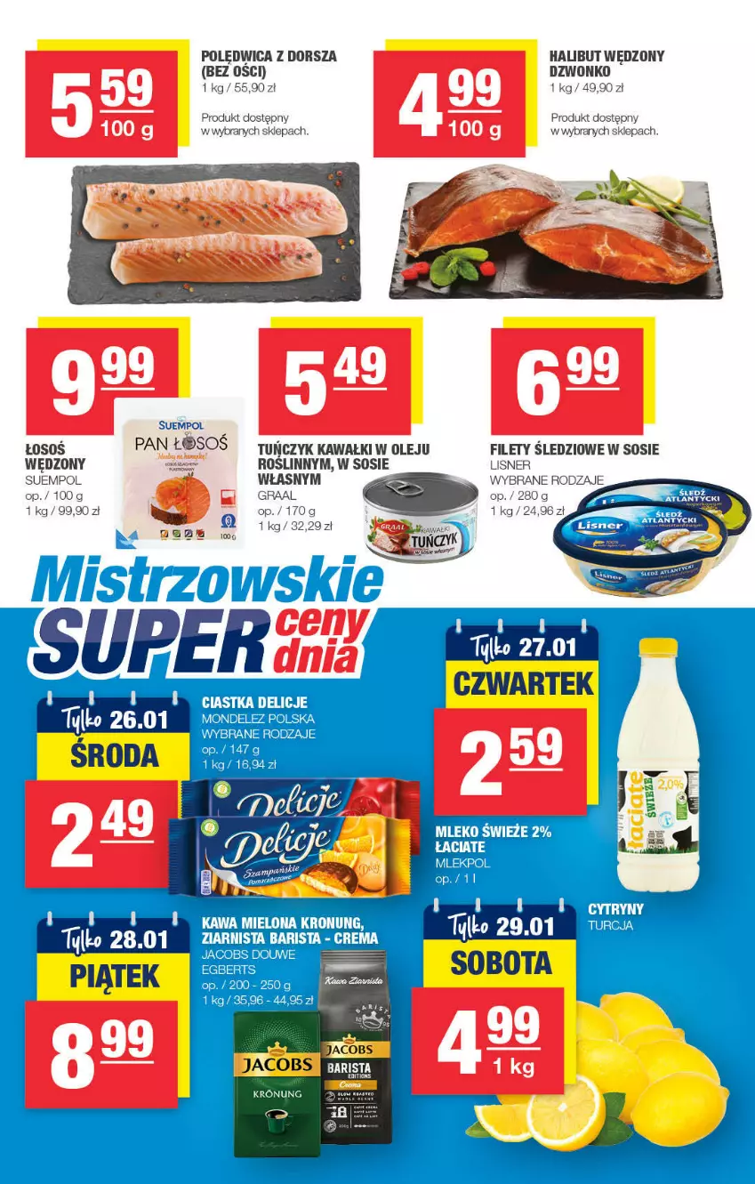 Gazetka promocyjna Spar - EuroSpar - ważna 16.01 do 26.01.2022 - strona 9 - produkty: Ciastka, Delicje, Dorsz, Gra, Graal, Halibut, Jacobs, Kawa, Kawa mielona, Lisner, Olej, Polędwica, Sos, Suempol