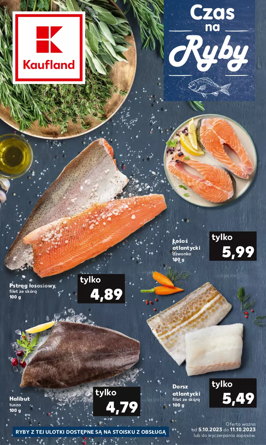 Gazetka promocyjna Kaufland - Kaufland - ważna 05.10 do 11.10.2023 - strona 1 - produkty: Dorsz, Halibut, Pstrąg, Pstrąg łososiowy, Sos, Tusz