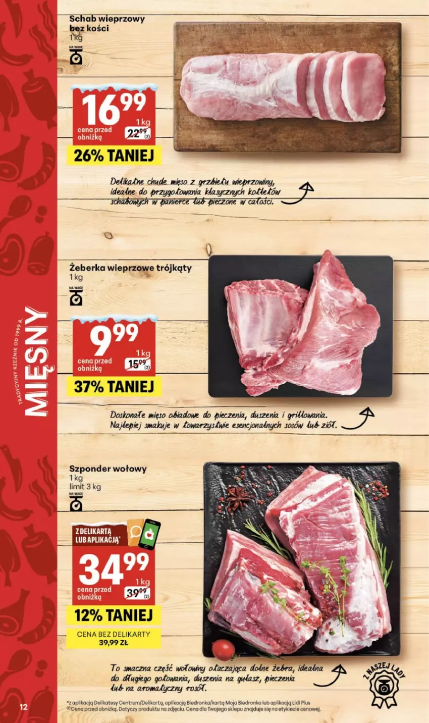 Gazetka promocyjna Delikatesy Centrum - Franczyza DC03 Czwartek - ważna 15.01 do 21.01.2026 - strona 12 - produkty: Dron, Grill, Mięso, Piec, Rosół, Rum, Schab wieprzowy, Sos, Szponder wołowy