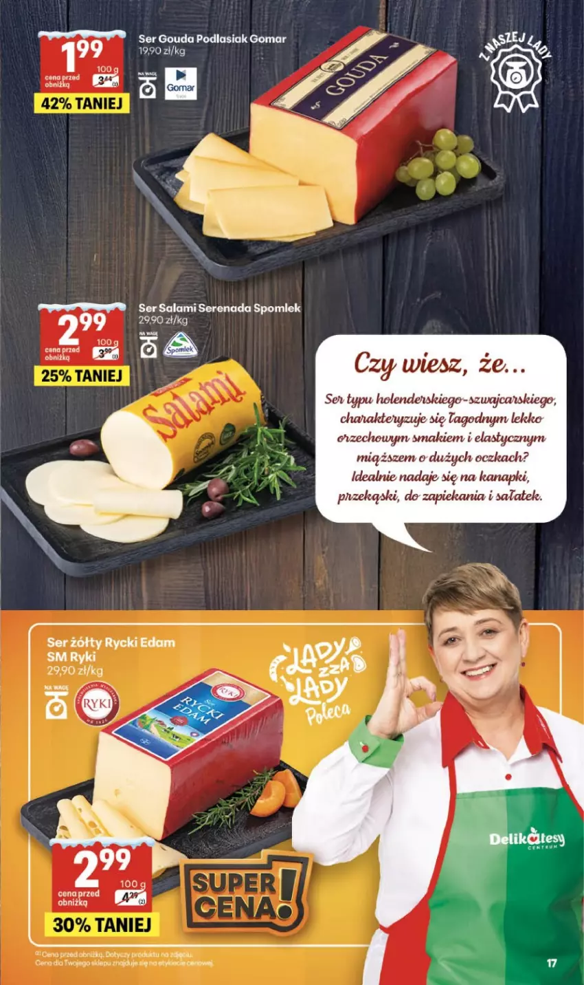 Gazetka promocyjna Delikatesy Centrum - Franczyza DC03 Czwartek - ważna 15.01 do 21.01.2026 - strona 17 - produkty: Edam, Gouda, Rycki Edam, Salami, Sałat, Ser, Ser salami