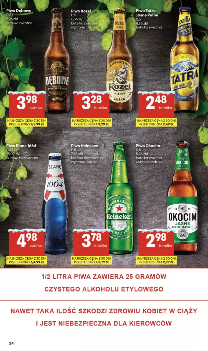 Gazetka promocyjna Delikatesy Centrum - Franczyza DC03 Czwartek - ważna 15.01 do 21.01.2026 - strona 34 - produkty: Gra, Heineken, Koc, Kozel, Okocim, Piec, Piwa, Piwo, Tatra