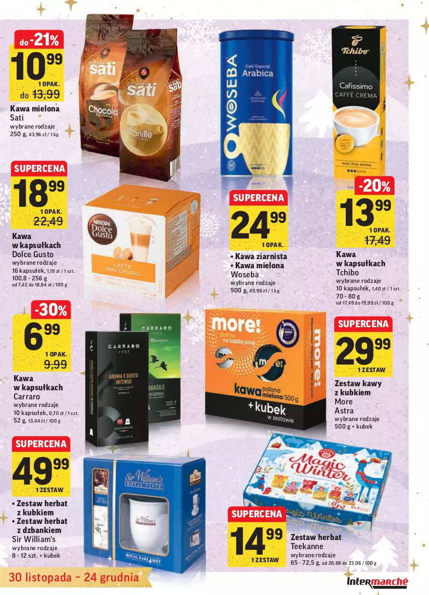 Gazetka promocyjna Intermarche - Gazetka promocyjna - ważna 30.11 do 06.12.2021 - strona 11 - produkty: Dolce Gusto, Kawa, Kawa mielona, Kawa ziarnista, Kubek, Sati, Tchibo, Teekanne, Top, Woseba