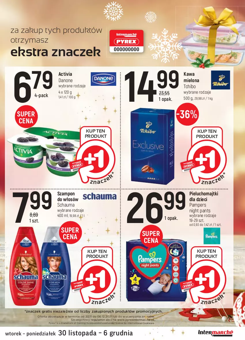 Gazetka promocyjna Intermarche - Gazetka promocyjna - ważna 30.11 do 06.12.2021 - strona 21 - produkty: Activia, Danone, Dzieci, Gra, Kawa, Kawa mielona, Majtki, Pampers, Pieluchomajtki, Por, Schauma, Szampon, Tchibo, Top