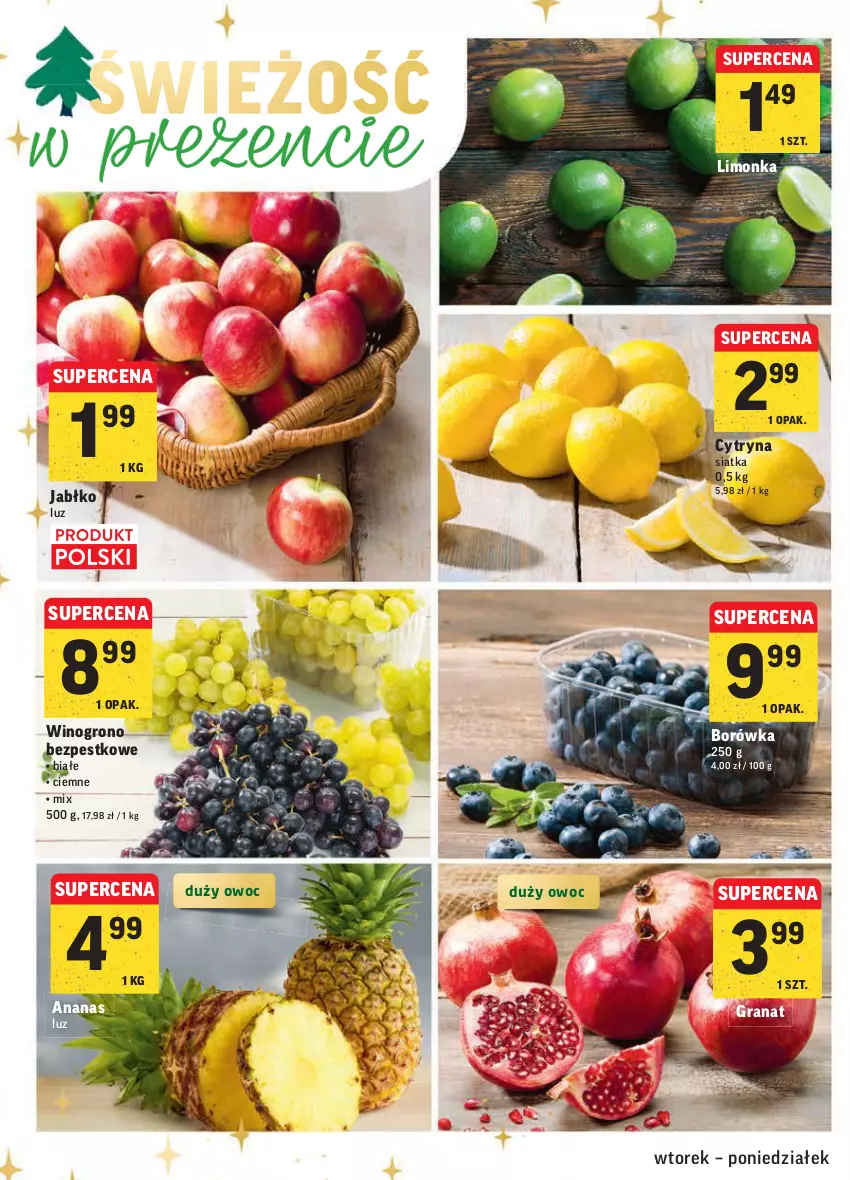 Gazetka promocyjna Intermarche - Gazetka promocyjna - ważna 30.11 do 06.12.2021 - strona 22 - produkty: Ananas, Borówka, Gra, Granat, Limonka, Siatka, Wino