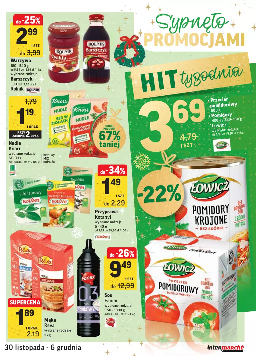 Gazetka promocyjna Intermarche - Gazetka promocyjna - ważna 30.11 do 06.12.2021 - strona 39 - produkty: Fa, Knorr, Mąka, Rolnik, Sos, Top, Warzywa