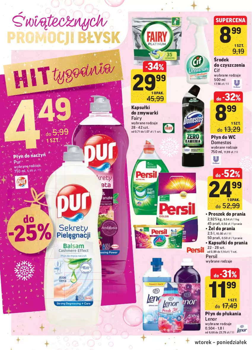 Gazetka promocyjna Intermarche - Gazetka promocyjna - ważna 30.11 do 06.12.2021 - strona 44 - produkty: Cif, Domestos, Fa, Fairy, Kapsułki do prania, Lenor, Persil, Płyn do płukania, Płyn do wc, Proszek do prania, Pur, Zmywarki