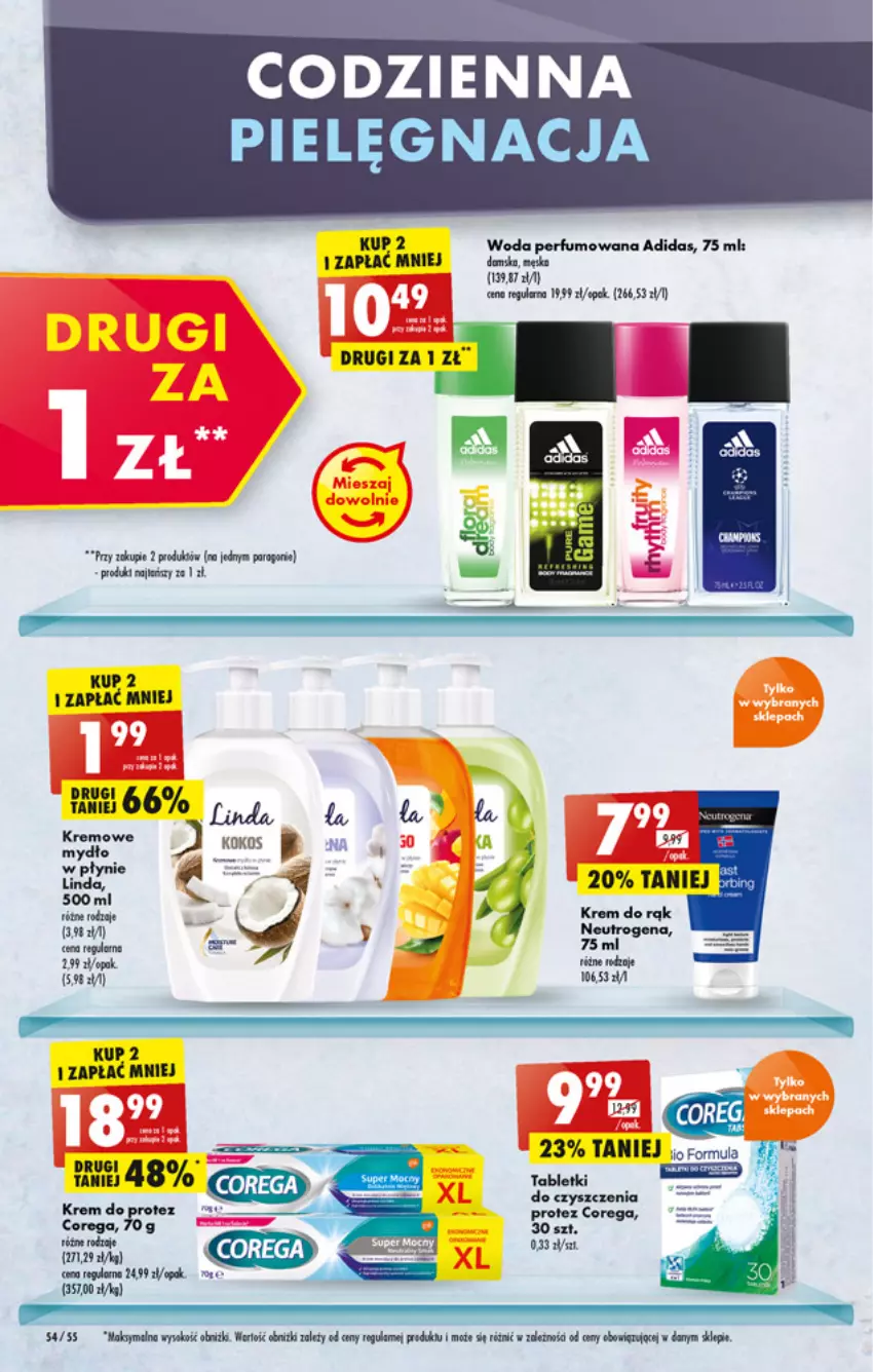 Gazetka promocyjna Biedronka - W tym tygodniu - ważna 14.03 do 19.03.2022 - strona 54 - produkty: Adidas, Corega, Mydło, Perfum, Sok, Tablet, Woda, Woda perfumowana