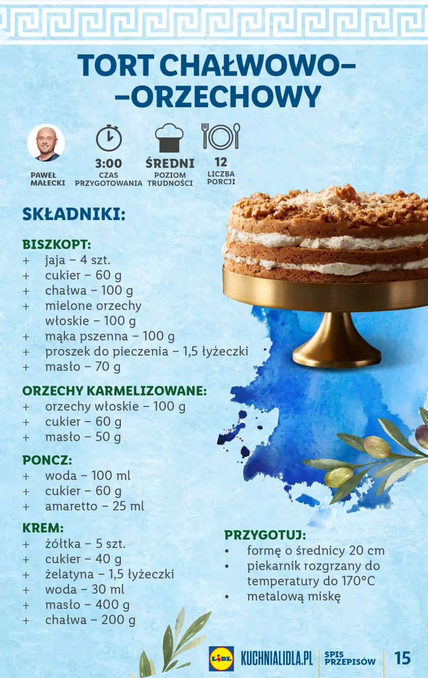 Gazetka promocyjna Lidl - KATALOG GRECJA - ważna 22.05 do 27.05.2023 - strona 15 - produkty: Chałwa, Cukier, Jaja, Mąka, Mąka pszenna, Masło, Orzechy włoskie, Piec, Piekarnik, Por, Proszek do pieczenia, Woda