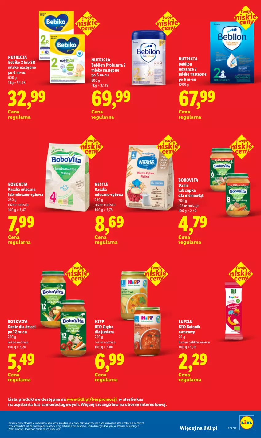 Gazetka promocyjna Lidl - Rewolucja cenowa! - ważna 09.06 do 31.07.2026 - strona 33 - produkty: Aronia, Baton, Bebiko, BEBILON, Bio Batonik, BoboVita, Danie dla dzieci, Dzieci, HiPP, Hipp Bio, Mleko, Nestlé, O nas, Ryż, Tonik