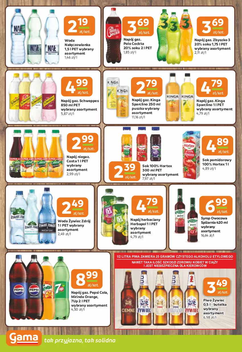 Gazetka promocyjna Gama - Gazetka Gama - ważna 30.10 do 11.11.2025 - strona 10 - produkty: 7up, Clin, Gra, Herbapol, Hortex, Mirinda, Nałęczowianka, Napój, Pepsi, Piec, Piwa, Piwo, Schweppes, Sok, Sok pomidorowy, Syrop, Woda