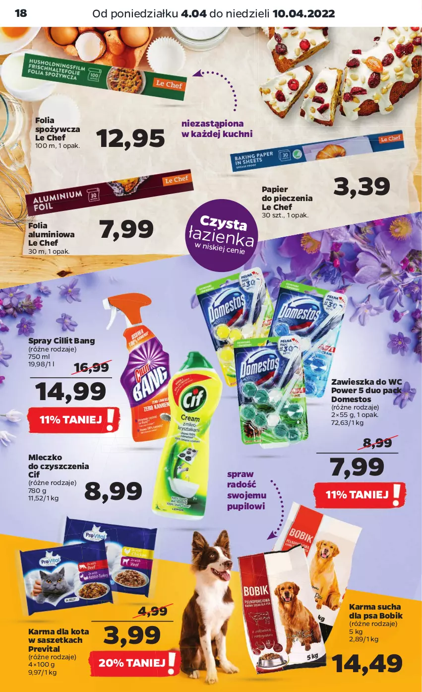 Gazetka promocyjna Netto - Gazetka spożywcza - ważna 04.04 do 10.04.2022 - strona 18 - produkty: Cif, Cillit Bang, Domestos, Folia aluminiowa, Mleczko, Papier, Papier do pieczenia, Piec, Zawieszka do wc