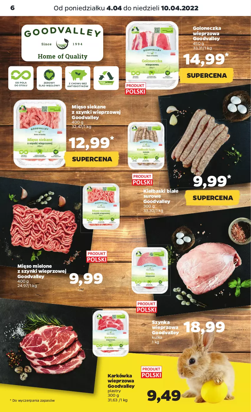 Gazetka promocyjna Netto - Gazetka spożywcza - ważna 04.04 do 10.04.2022 - strona 6 - produkty: Karkówka wieprzowa, Kiełbaski białe, Mięso, Mięso mielone, Mięso mielone z szynki, Szynka, Szynka wieprzowa