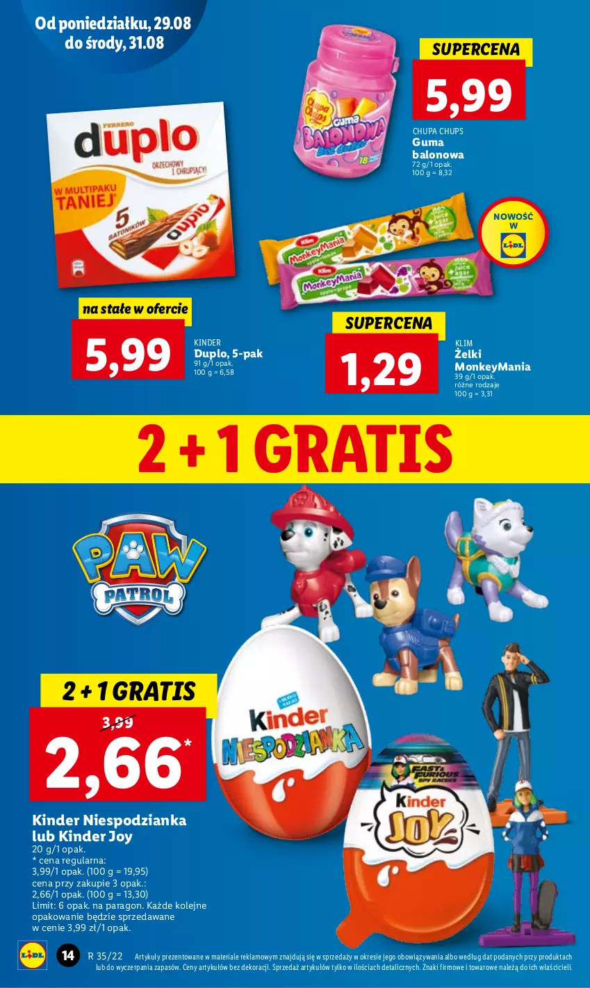 Gazetka promocyjna Lidl - GAZETKA - ważna 29.08 do 31.08.2022 - strona 18 - produkty: Chupa Chups, Gra, Kinder, Olej