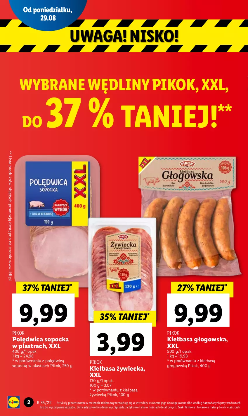 Gazetka promocyjna Lidl - GAZETKA - ważna 29.08 do 31.08.2022 - strona 2 - produkty: Kiełbasa, Kiełbasa głogowska, PIKOK, Polędwica, Por, Waga