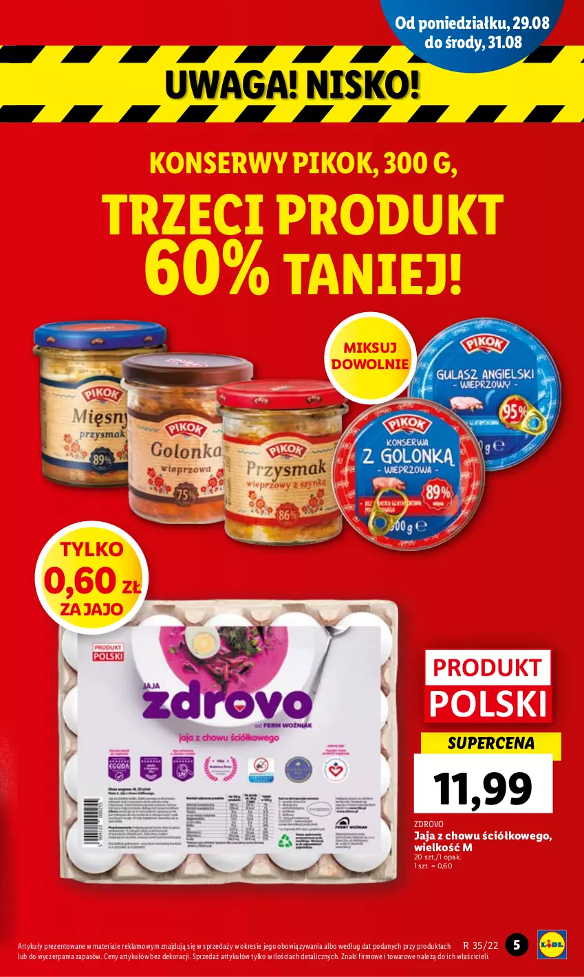 Gazetka promocyjna Lidl - GAZETKA - ważna 29.08 do 31.08.2022 - strona 5 - produkty: Jaja, PIKOK, Ser, Waga