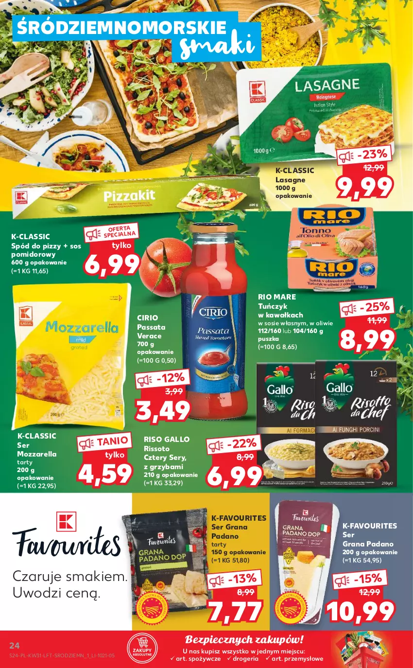 Gazetka promocyjna Kaufland - OFERTA TYGODNIA - ważna 05.08 do 11.08.2021 - strona 24 - produkty: Fa, Gra, Kawa, Lasagne, Mozzarella, Piec, Rio Mare, Ser, Sos, Sos pomidorowy, Spód do pizzy, Tuńczyk