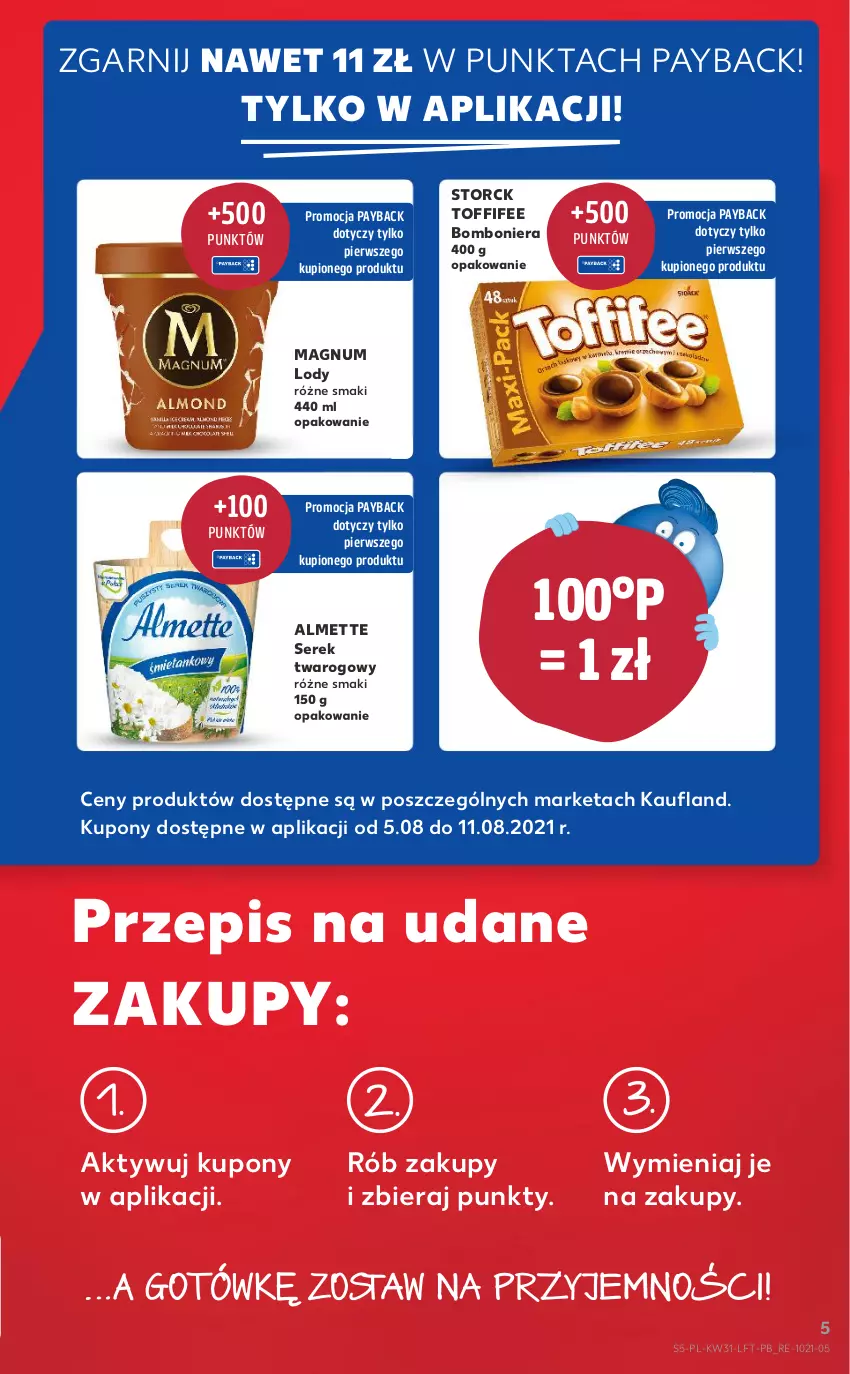 Gazetka promocyjna Kaufland - OFERTA TYGODNIA - ważna 05.08 do 11.08.2021 - strona 5 - produkty: Almette, Bomboniera, Lody, Ser, Serek, Serek twarogowy, Toffifee