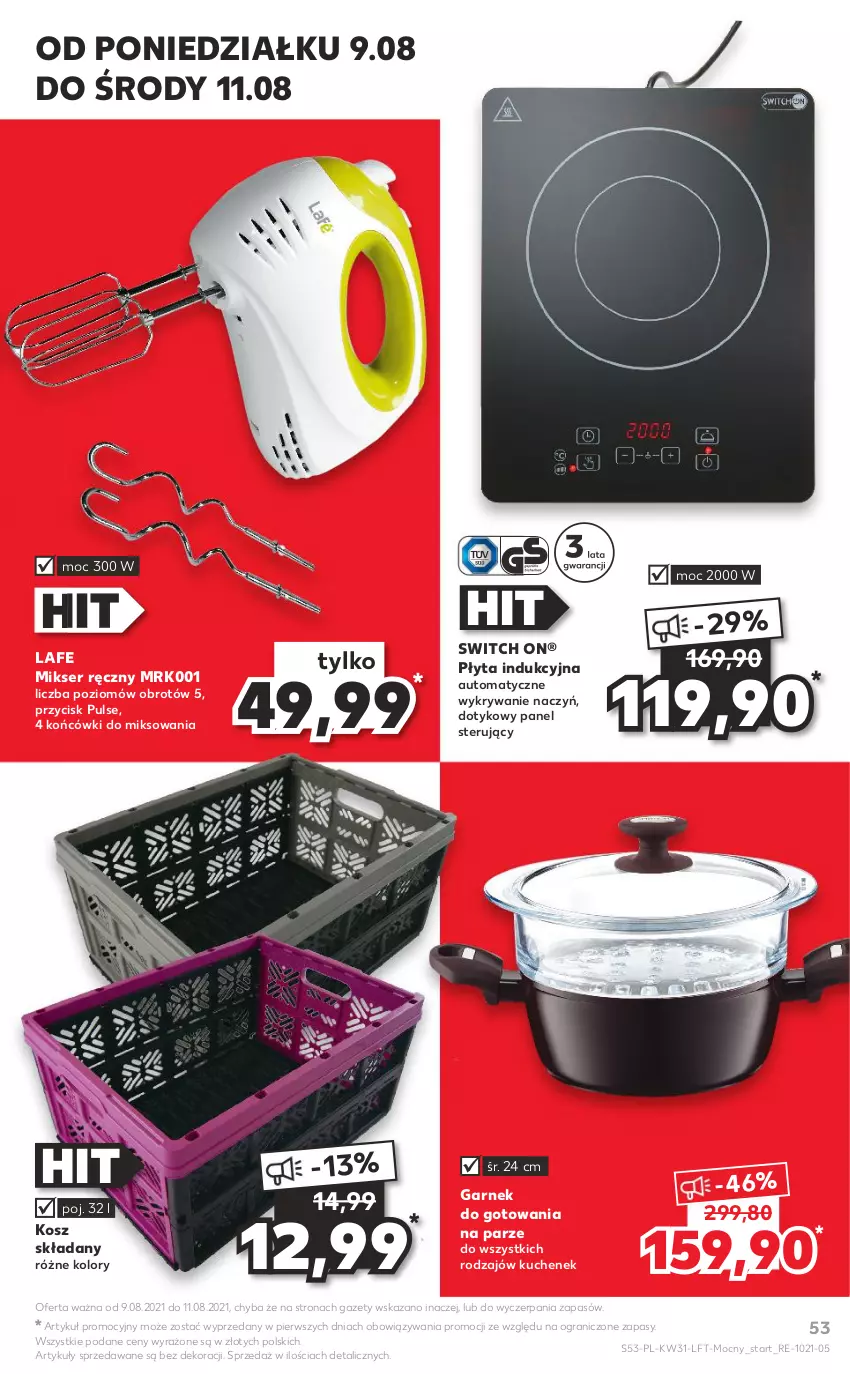 Gazetka promocyjna Kaufland - OFERTA TYGODNIA - ważna 05.08 do 11.08.2021 - strona 53 - produkty: Garnek, Gra, Kosz, Mikser, Mikser ręczny, Płyta, Płyta indukcyjna, Ser