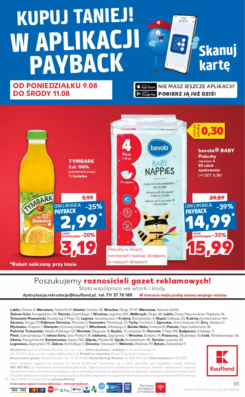 Gazetka promocyjna Kaufland - OFERTA TYGODNIA - ważna 05.08 do 11.08.2021 - strona 55 - produkty: Dres, Fa, Inka, Orka, Pieluchy, Sok, Sos, Telefon, Top, Tymbark