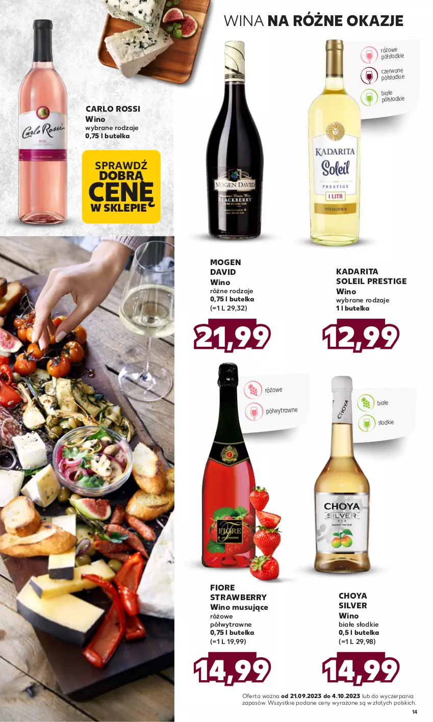 Gazetka promocyjna Kaufland - Barek Kauflandu - ważna 21.09 do 04.10.2023 - strona 14 - produkty: Carlo Rossi, Mogen David, Mus, Wino, Wino białe, Wino musujące