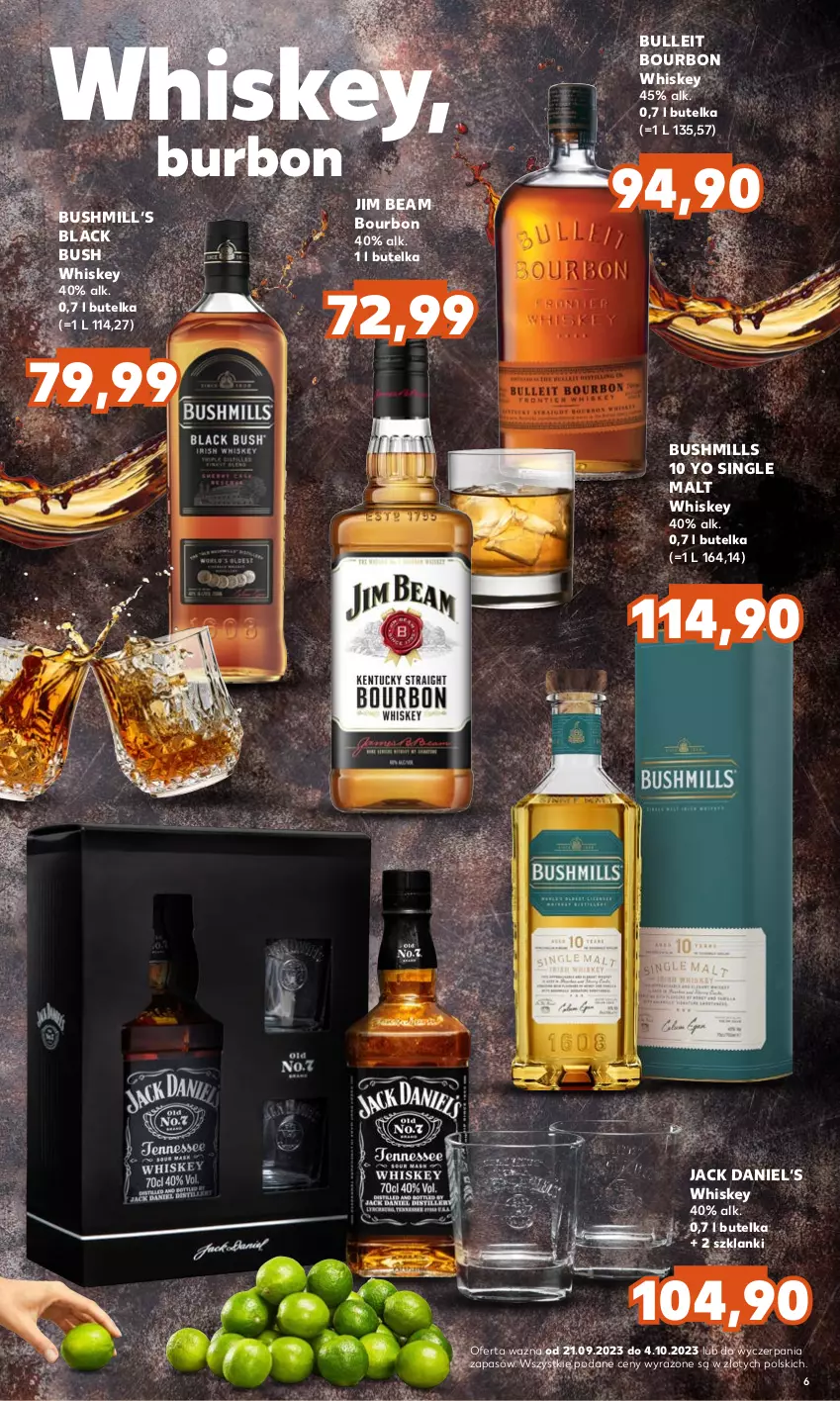 Gazetka promocyjna Kaufland - Barek Kauflandu - ważna 21.09 do 04.10.2023 - strona 6 - produkty: Bourbon, Bulleit Bourbon, Bushmills, Jim Beam, Lack, Lanki, Whiskey