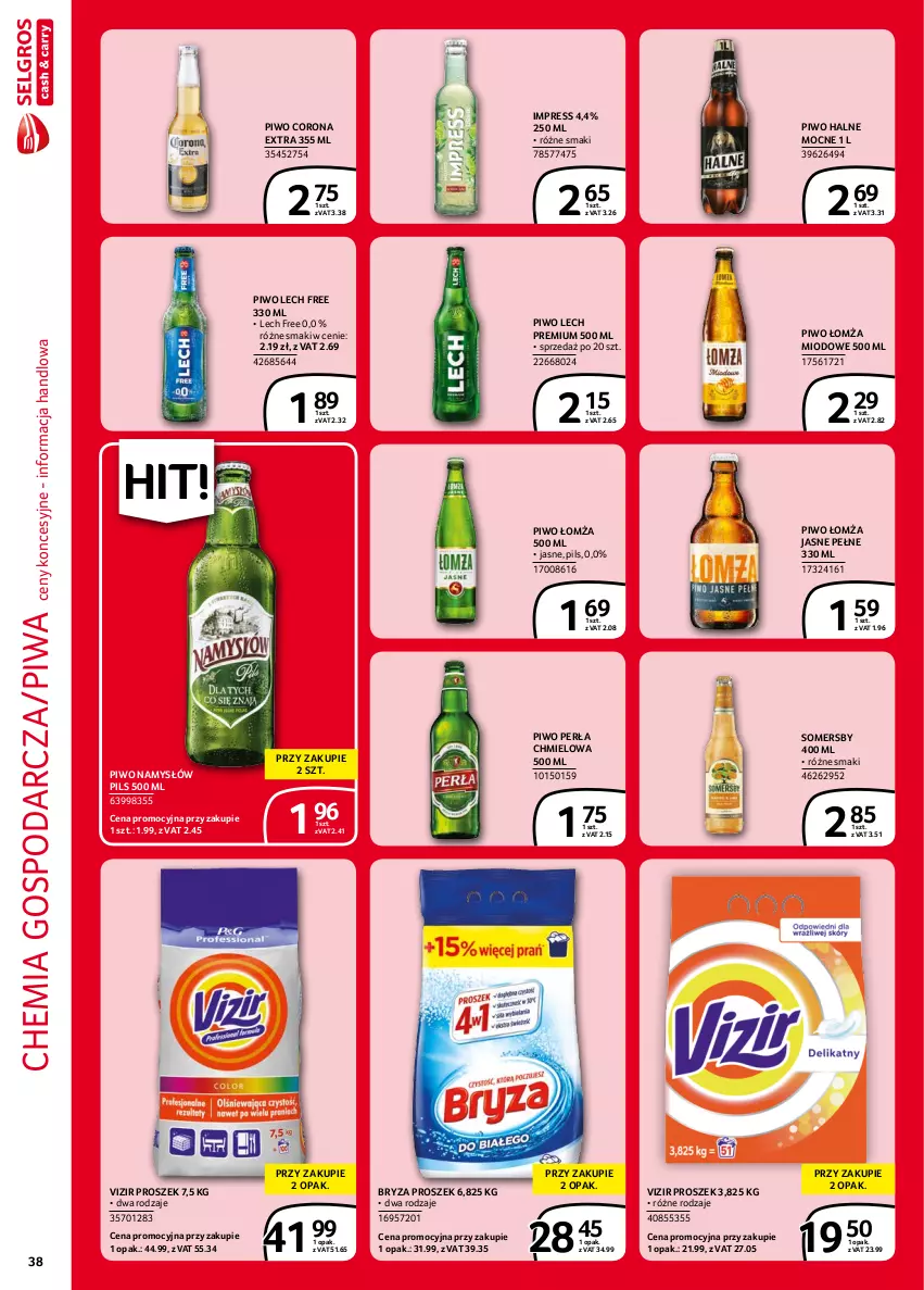 Gazetka promocyjna Selgros - Extra Oferta - ważna 01.09 do 30.09.2021 - strona 38 - produkty: Bryza, Corona Extra, Lech Premium, Namysłów, Perła, Piwa, Piwo, Somersby, Vizir