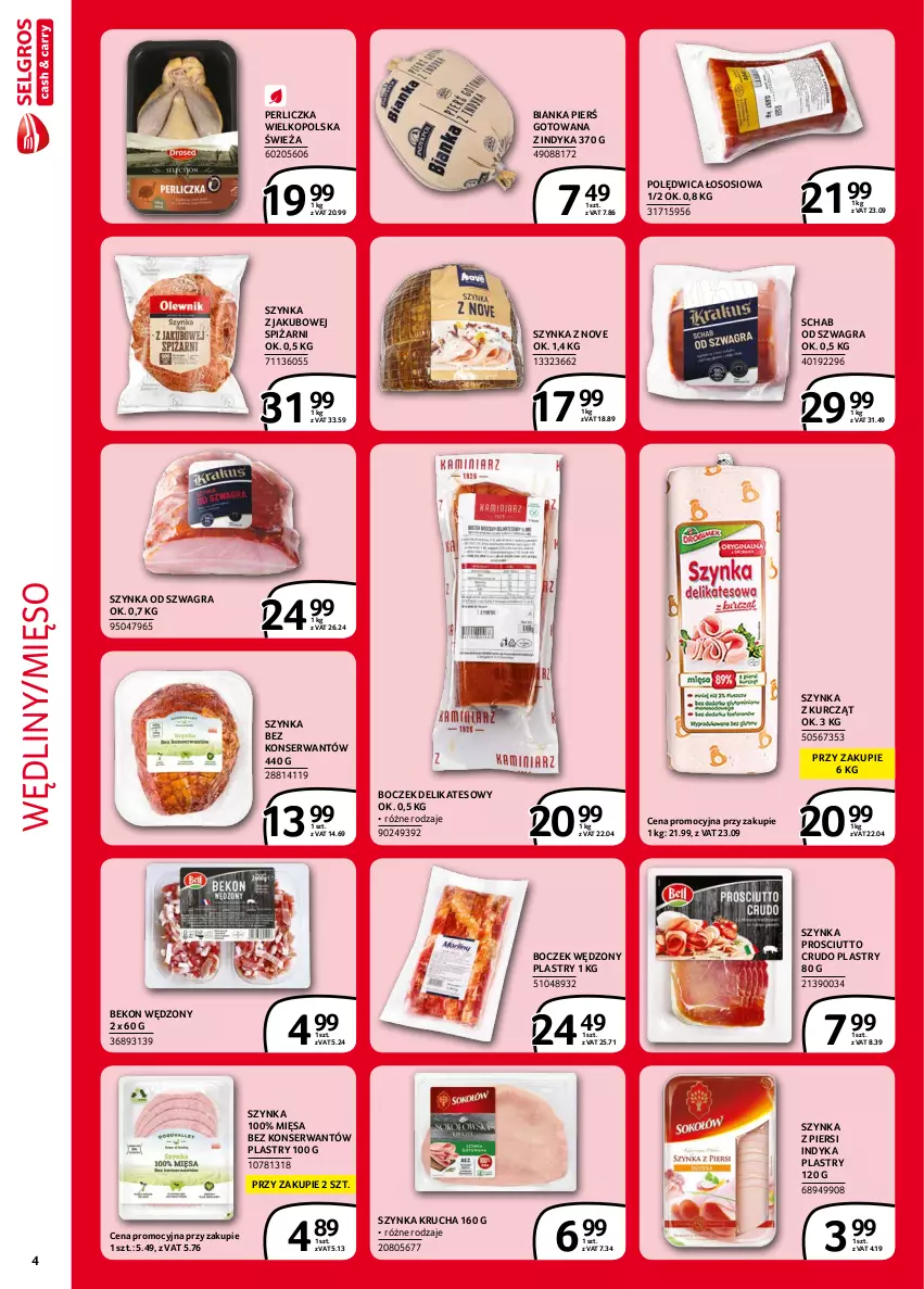 Gazetka promocyjna Selgros - Extra Oferta - ważna 01.09 do 30.09.2021 - strona 4 - produkty: Beko, Bianka, Boczek, Gra, Mięso, Perliczka, Polędwica, Prosciutto, Ser, Sos, Szynka